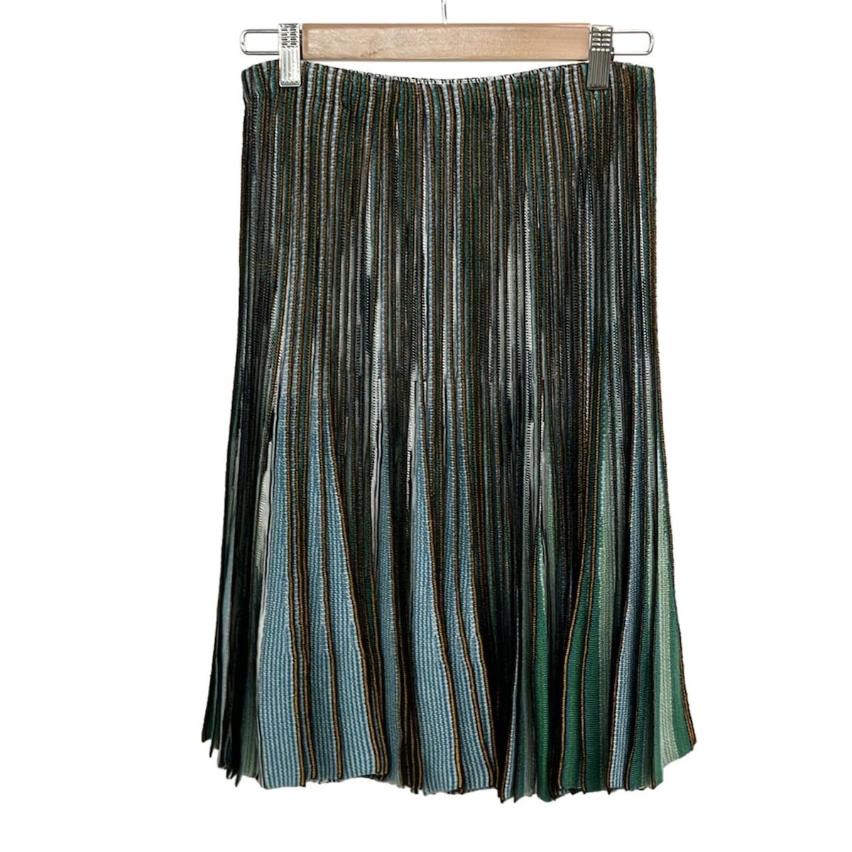 MISSONI ミッソーニ スカート サイズ40 M レディース - 白×黒×マルチ ひざ丈 プリーツ ウエストゴム