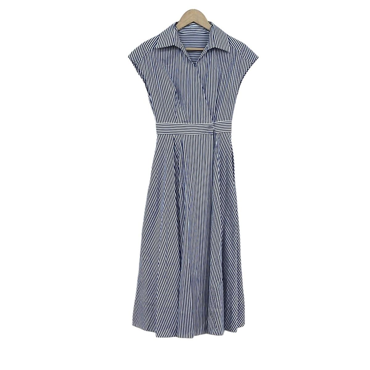 JENNE ジェンヌ ワンピース サイズS レディース - 白×ブルー 半袖|マキシ丈|ストライプ