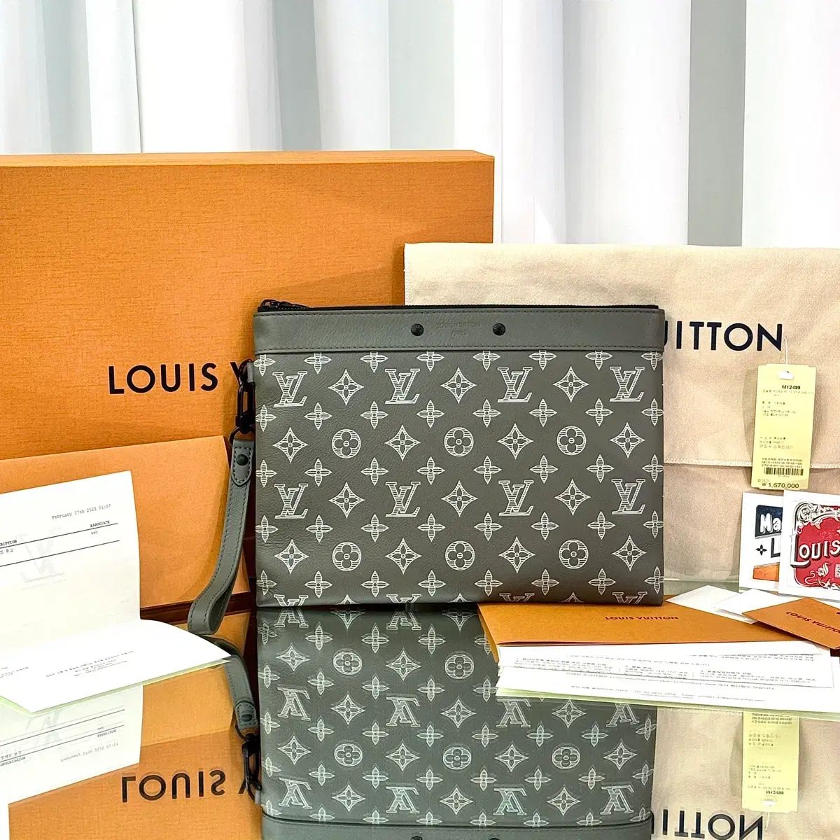 25 SS ほぼ ルイヴィトン シャドウ モノグラム ポシェット トゥゴー ポーチ クラッチバッグ