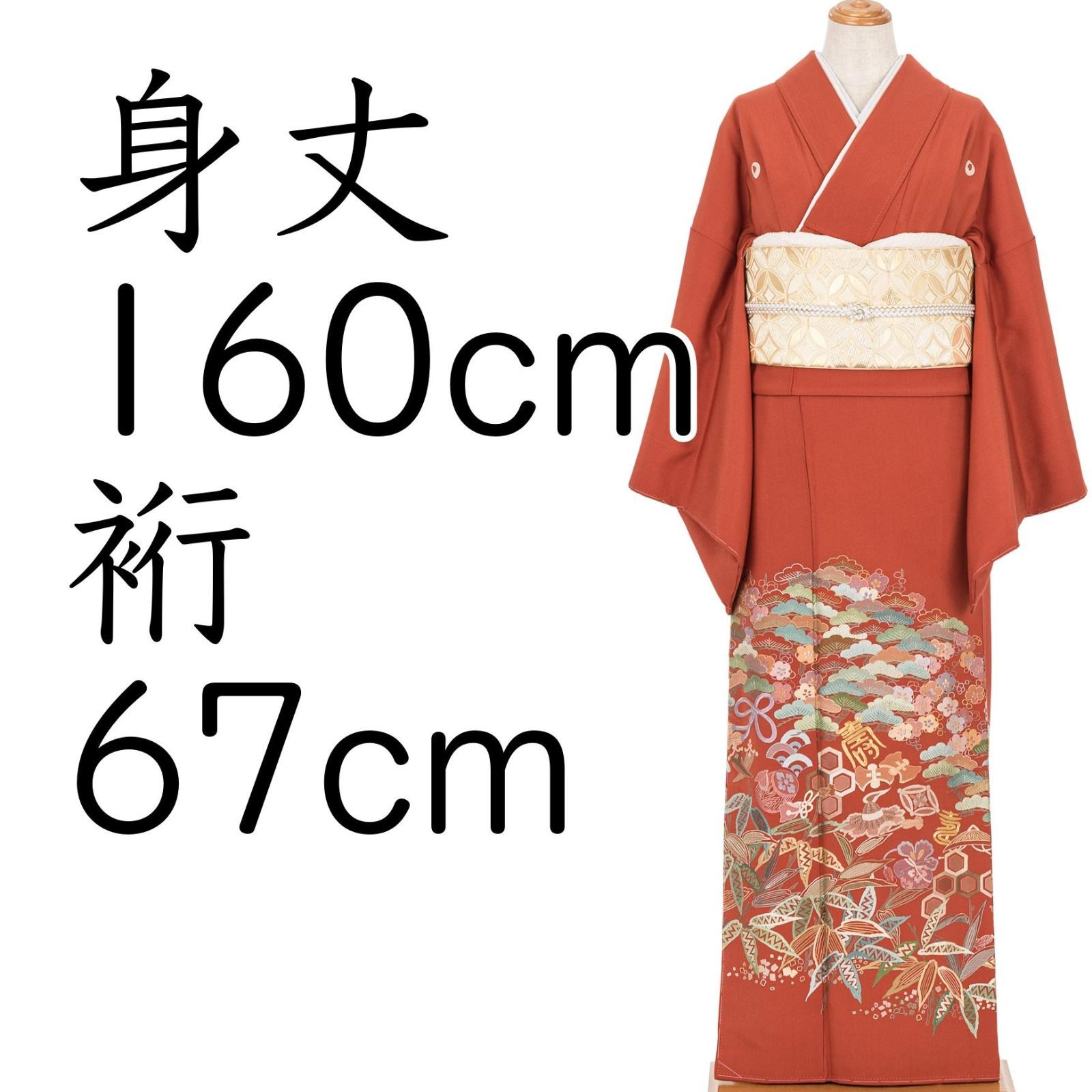 色留袖 五つ紋 総刺繍 松竹梅に宝尽くし