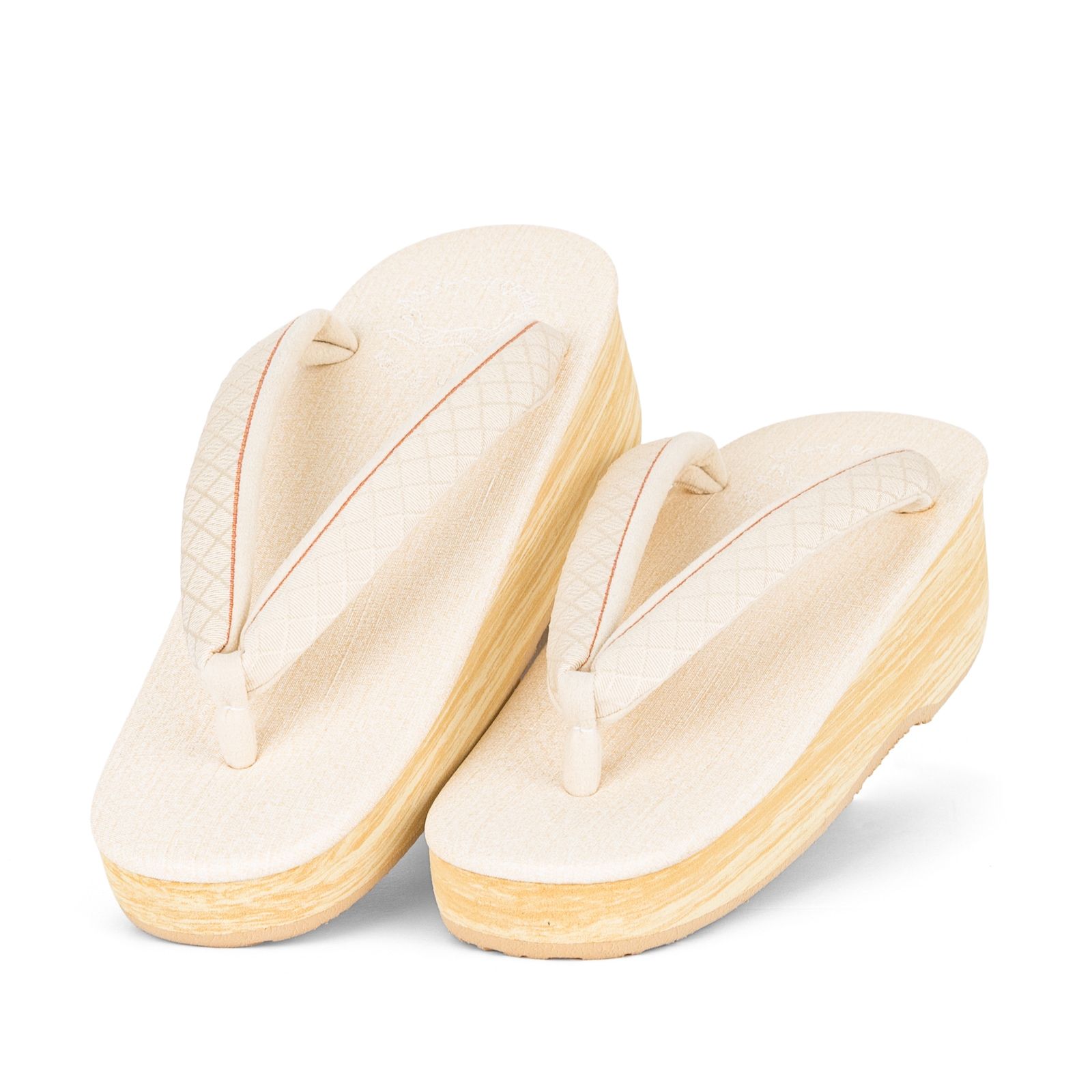 L カレンブロッソ 博多織 アイボリー×斜め格子