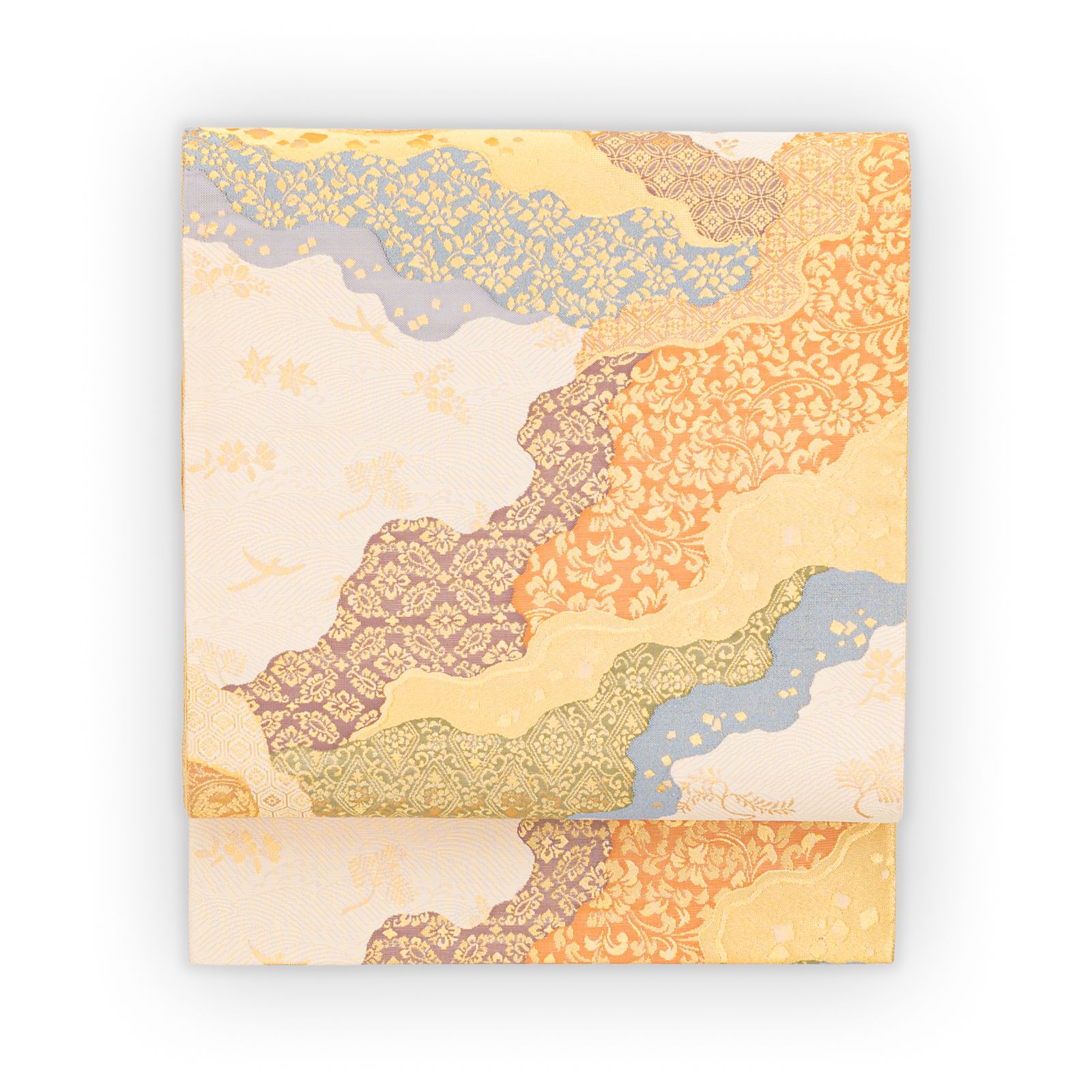 袋帯●道長取りに花唐草や七宝など