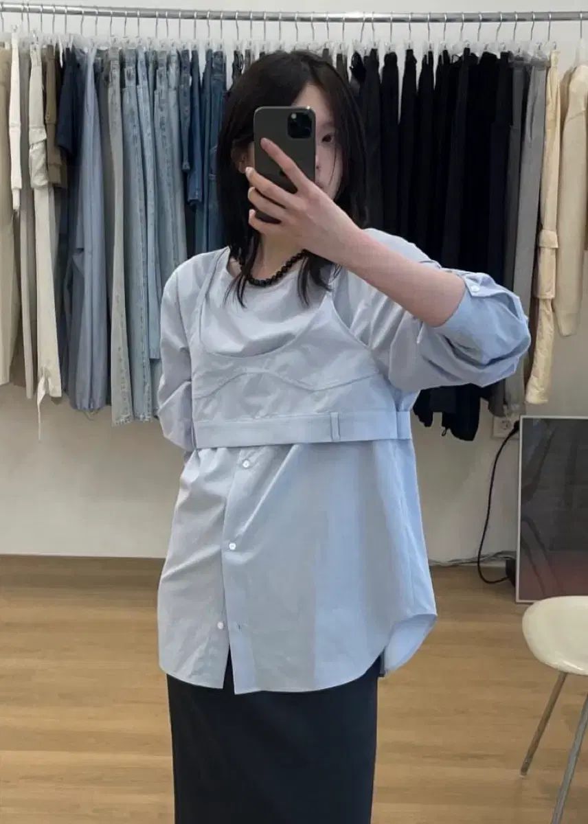 レイヤードスタイルシャツ ブルー