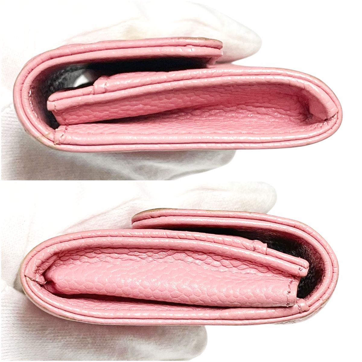 【中古】 CHANEL シャネル カメリア フラップカードケース キャビアスキン ピンク ココマーク ゴールド金具 29番台 ギャランティカード付属 25038646 MK 中古】 CHANEL シャネル カメリア フラップカードケース キャビア