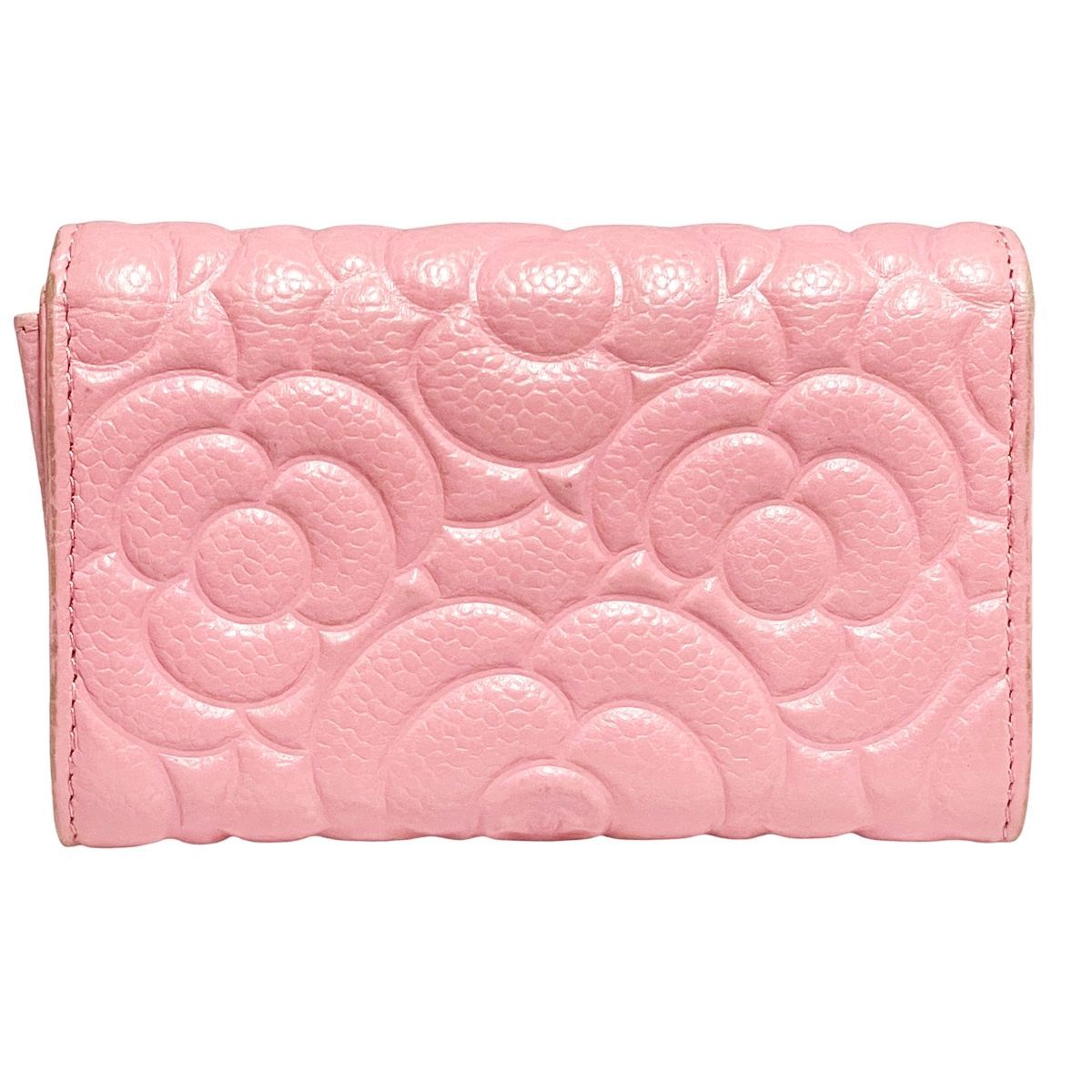 中古】 CHANEL シャネル カメリア フラップカードケース キャビア