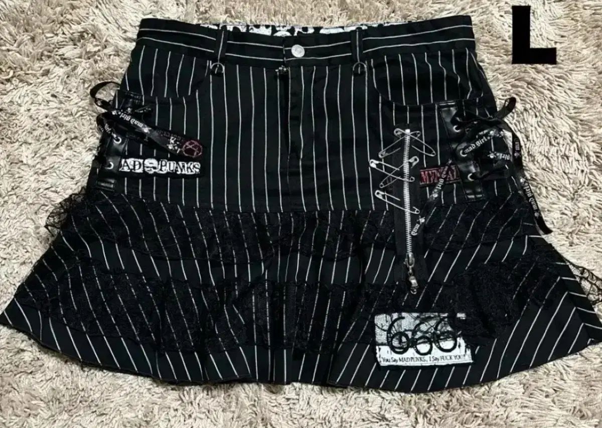 マッドパンク ストライプ ミニ スカート