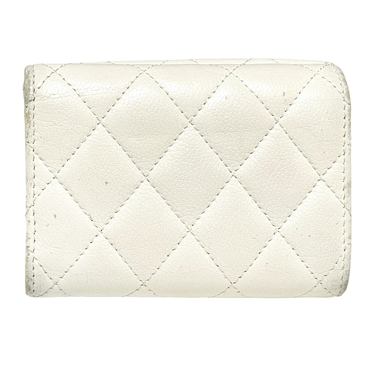 【中古】 CHANEL シャネル クラシックスモールフラップウォレット キャビアスキン AP0230 白 ホワイト ココマーク ゴールド金具 三つ折り財布 コンパクト 25036216 MK 中古】 CHANEL シャネル クラシックスモールフラップウォレット