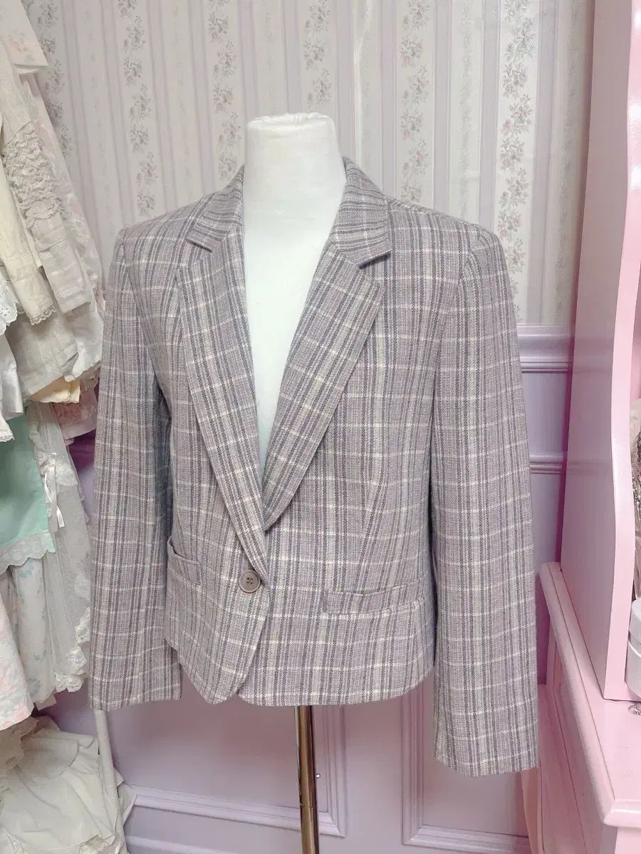 ピンク パープル ヴィンテージ CHECK ジャケット 色合い 森ガール