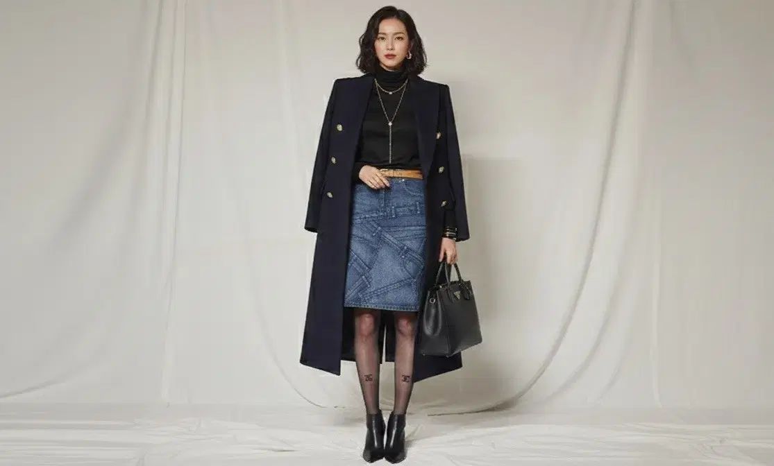BURBERRY バーバリー デニム パッチワーク ミッドライズ スカート
