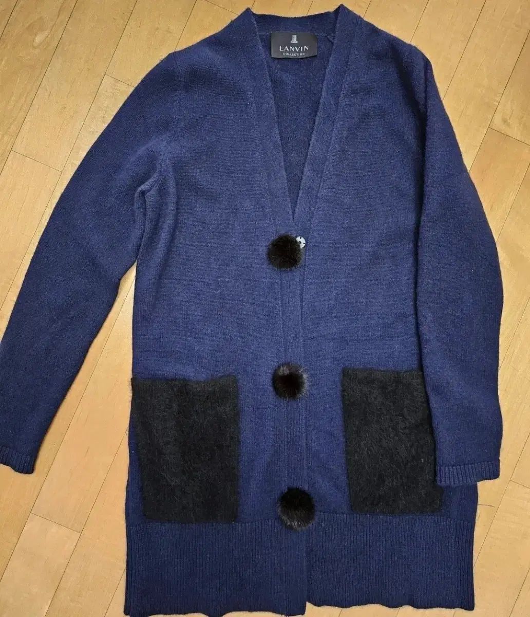 LANVIN ファー装飾 ニットカーディガン