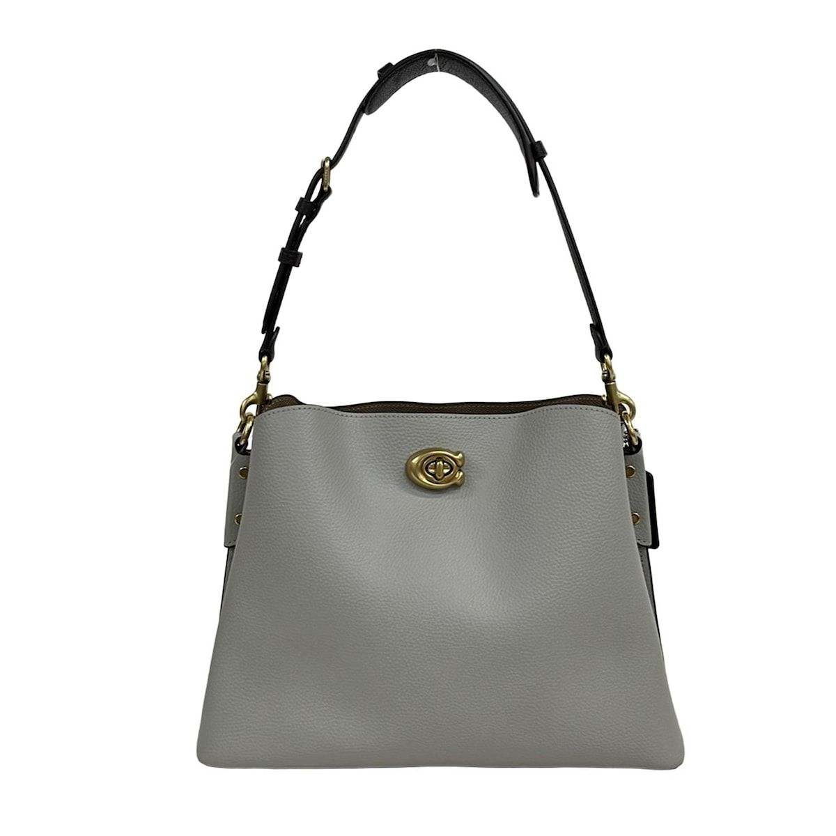 COACH コーチ ハンドバッグ ウィロウ ショルダー バッグ カラーブロック C 2590 グレー×ブラウン レザー