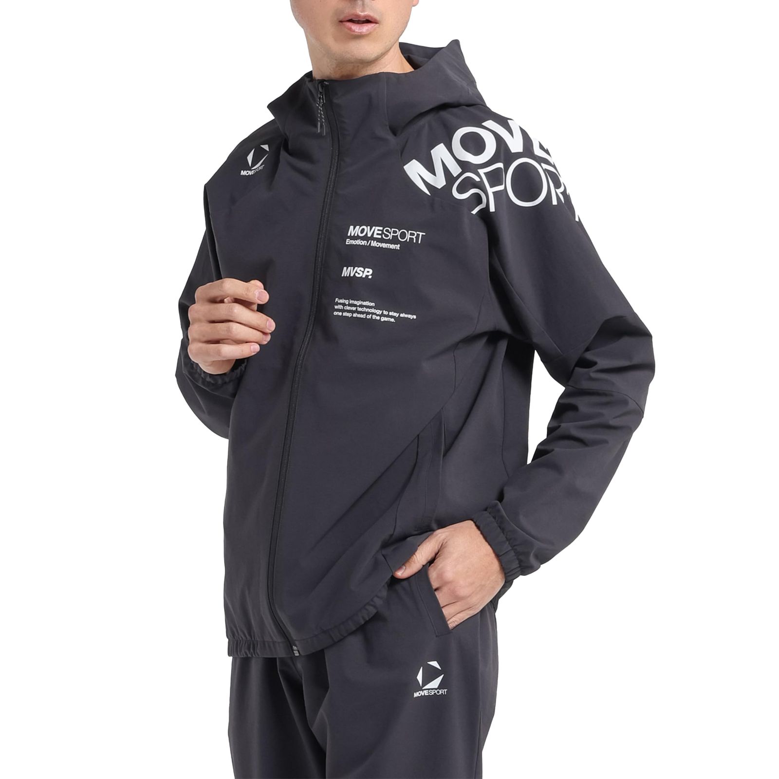 ムーブスポーツ ジャージ クロス デサント TAIKYU フルジップフーディー クーリング機能 ストレッチ はっ水 色褪せしにくい トレーニング ランニング メンズ BK 00 L