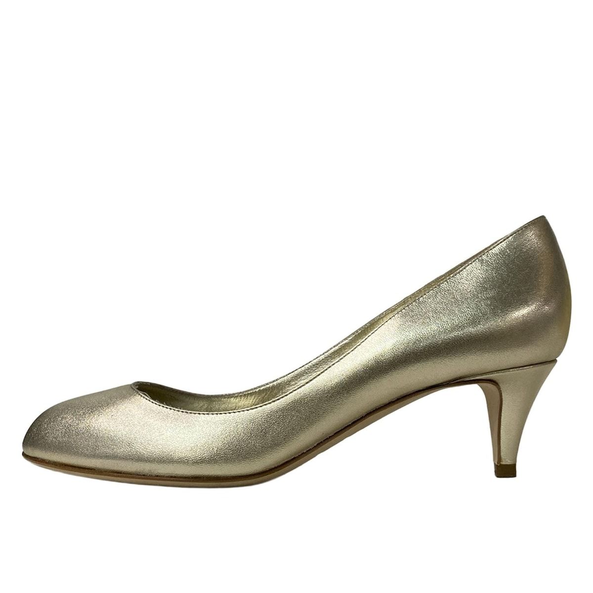 sergio rossi セルジオロッシ パンプス 37 1 2 レディース - ゴールド レザー