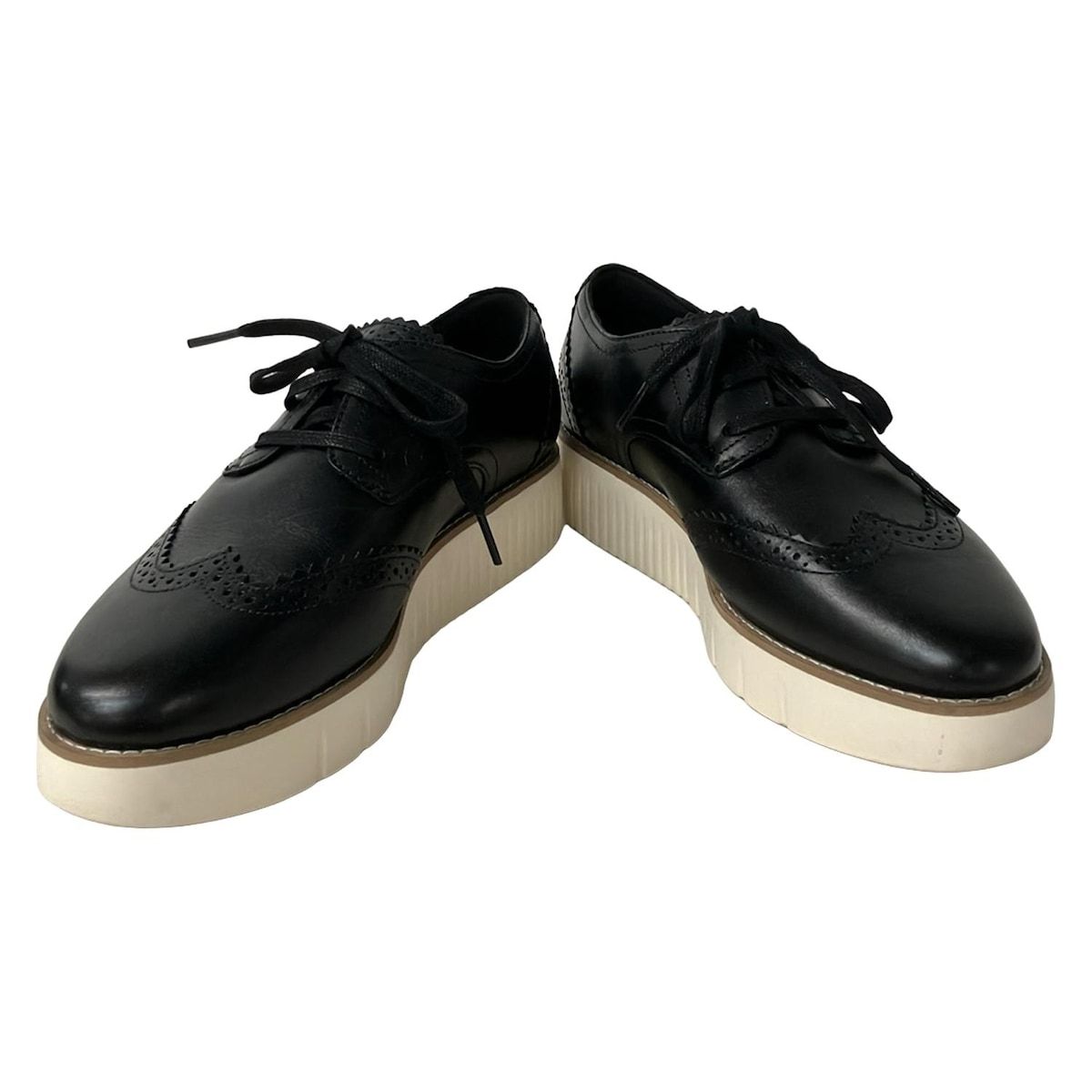 COLE HAAN コールハーン シューズ 7 B レディース - 黒 ウィングチップ レザー