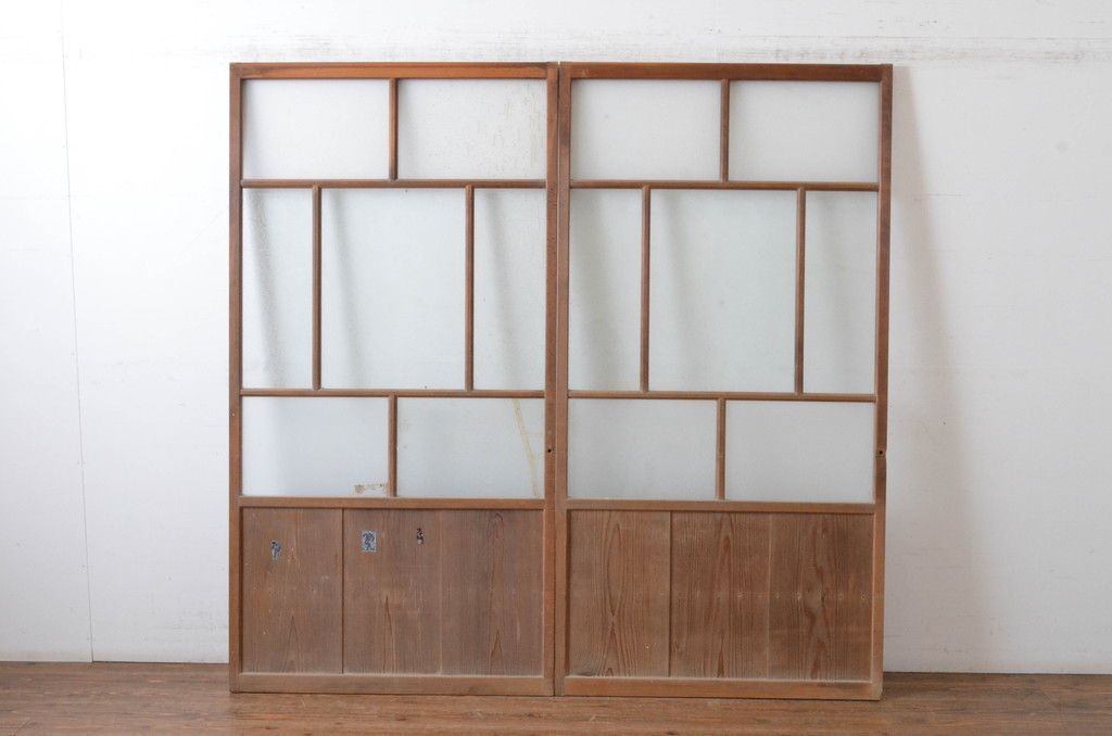 現状販売 ガラス戸 セット アンティーク建具 大正ロマン 引き戸 4～7営業日前後で発送 修理加工希望の方3ヶ月程で発送 R-065066