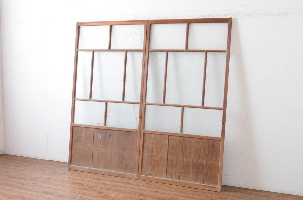 現状販売 ガラス戸 セット アンティーク建具 大正ロマン 引き戸 4～7営業日前後で発送 修理加工希望の方3ヶ月程で発送 R 065066