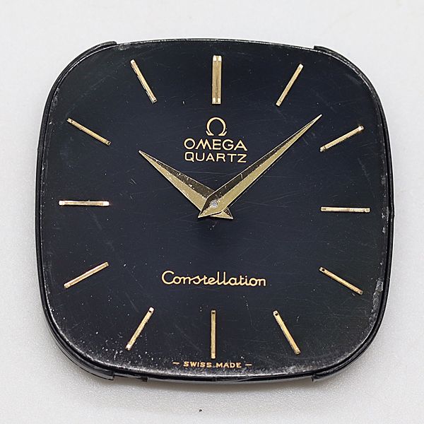 1円 オメガ QZ コンステレーション スクエア 黒文字盤 メンズ腕時計