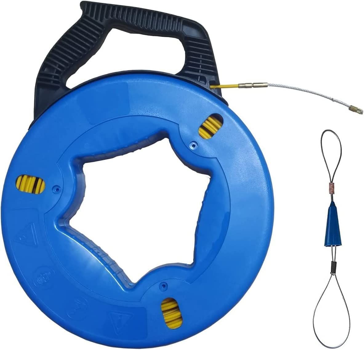 Leyicy 通線ワイヤー 60 m 通線収納ケース付け スチールワイヤー 通線工具 屋根裏などに配線 通線 入線 ツイスト形状のワイヤー 4 mm