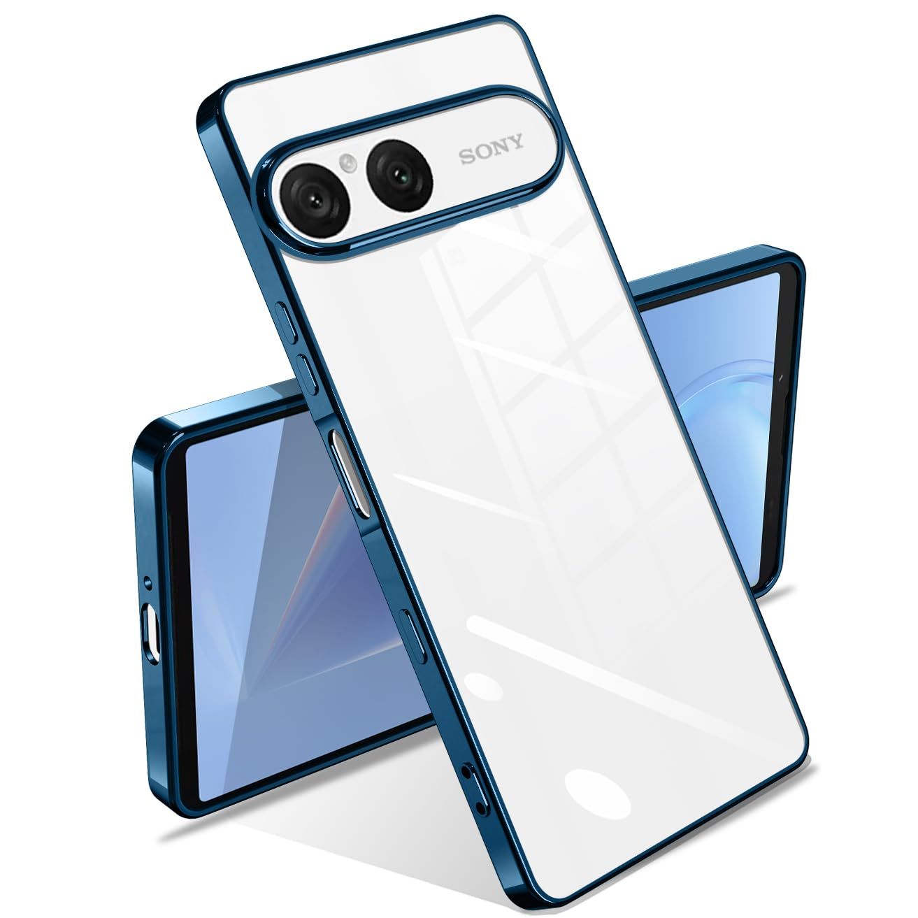 Xperia 10 VII 用の ケース クリア エスクペリア10 カバー 透明 耐衝撃 韓国 かわいい メッキ加工 ワイヤレス充電 薄型 柔らかい 軽量 TPU 黄変防止 ファッション ソフトケース 保護カバー ブ