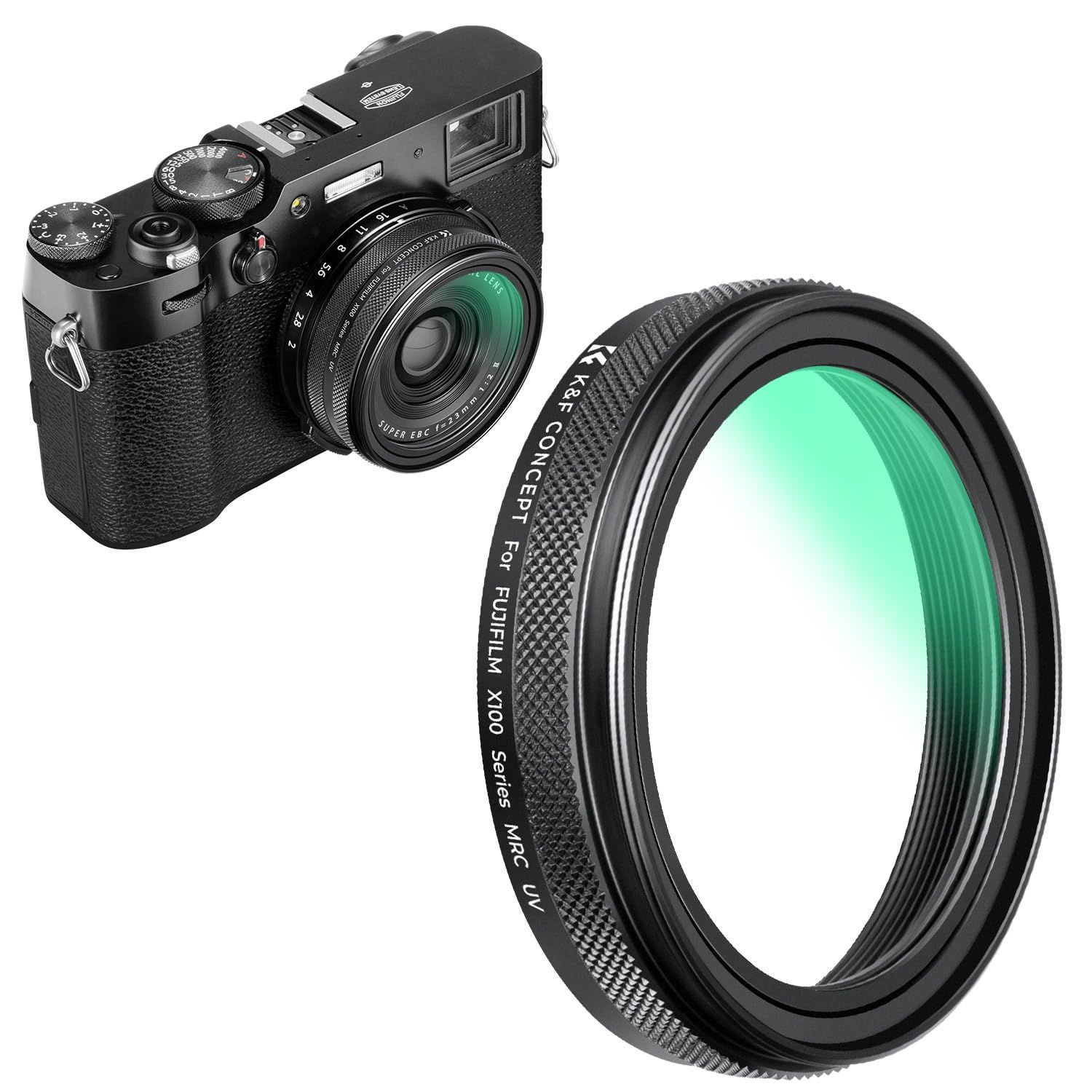 K F CONCEPT レンズ保護フィルター MCUVフィルター 富士フイルム Fujifilm X 100 S T V VI用 磁気吸着 28層コーティング 紫外線カット 光学ガラス 防水撥油 Nano Xce