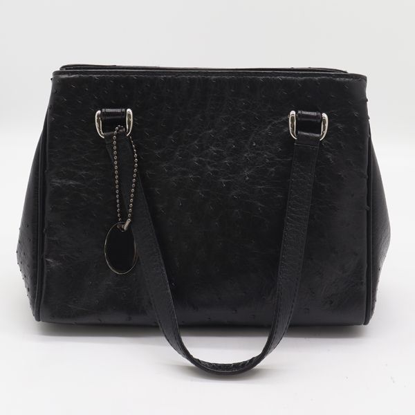 ク*ラ様 high-class オーストリッチレザー ブラック ハンドバッグ　2 良品 JRA レザー オーストリッチ ブラックカラー ハンドバッグ