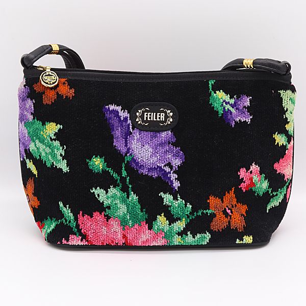 フェイラー FEILER シュニール織り 花柄 ブラックカラー ハンドバッグ ブランド ファッション 2000000 NSK MST
