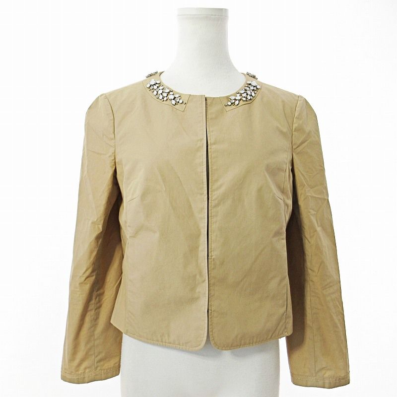 トッカ TOCCA ビジュー ノーカラー ジャケット フリル リボン 0