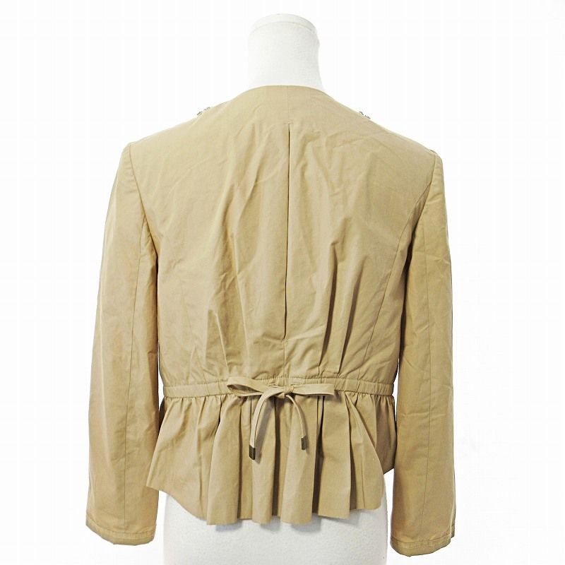 トッカ TOCCA ビジュー ノーカラー ジャケット フリル リボン 0