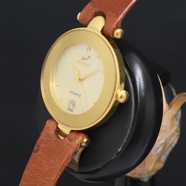 QZ エニカ 石付 956.9910L アイボリー文字盤 デイト レディース腕時計