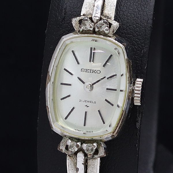精工舎　セイコー　CHIKYU 手巻き 腕時計 シルバー文字盤 箱付 稼働 セイコー 11-3410 手巻き シルバー文字盤 レディース 腕時計