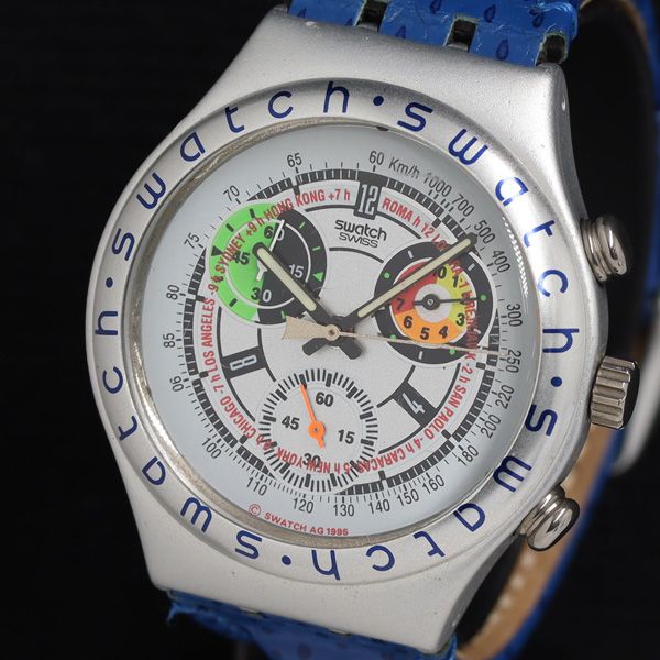 スウォッチ アイロニー AG1995 QZ シルバー文字盤 クロノグラフ メンズ