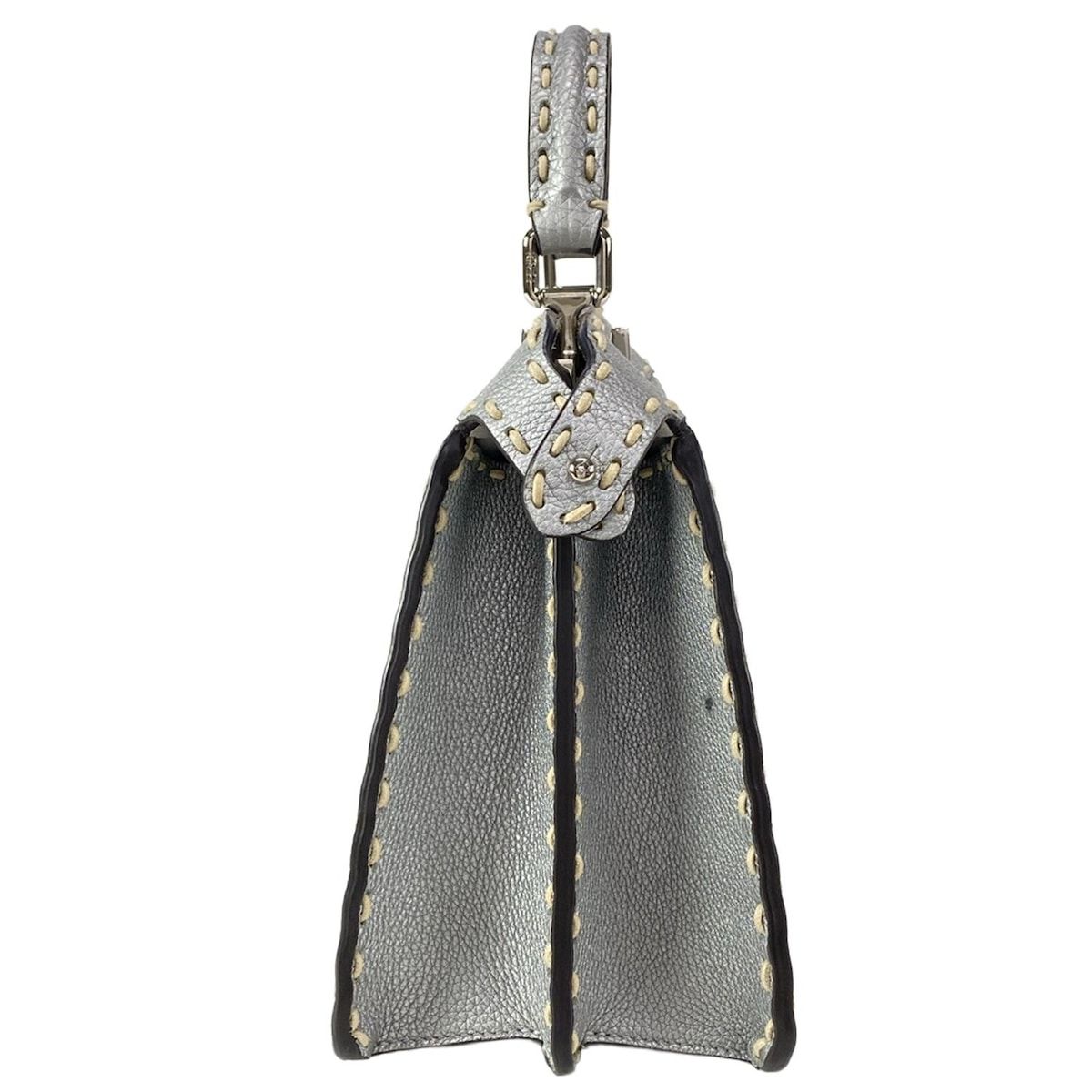 FENDI フェンディ ハンドバッグ セレリア ピーカブーアイシーユースモール 8 BN 327-AJGM シルバー レザー