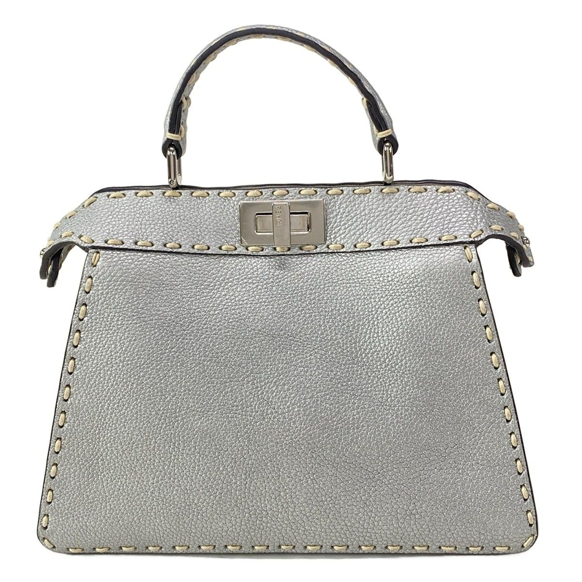 FENDI フェンディ ハンドバッグ セレリア ピーカブーアイシーユースモール 8 BN 327-AJGM シルバー レザー