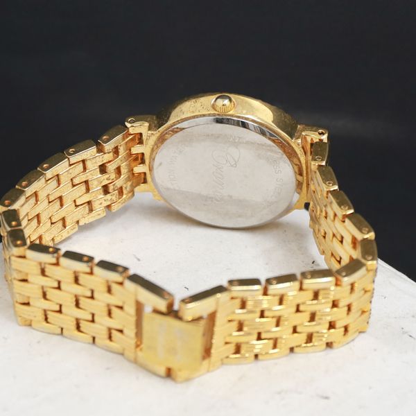 QZ 石付 クロノス ラウンド ゴールド文字盤 レディース腕時計 2000000