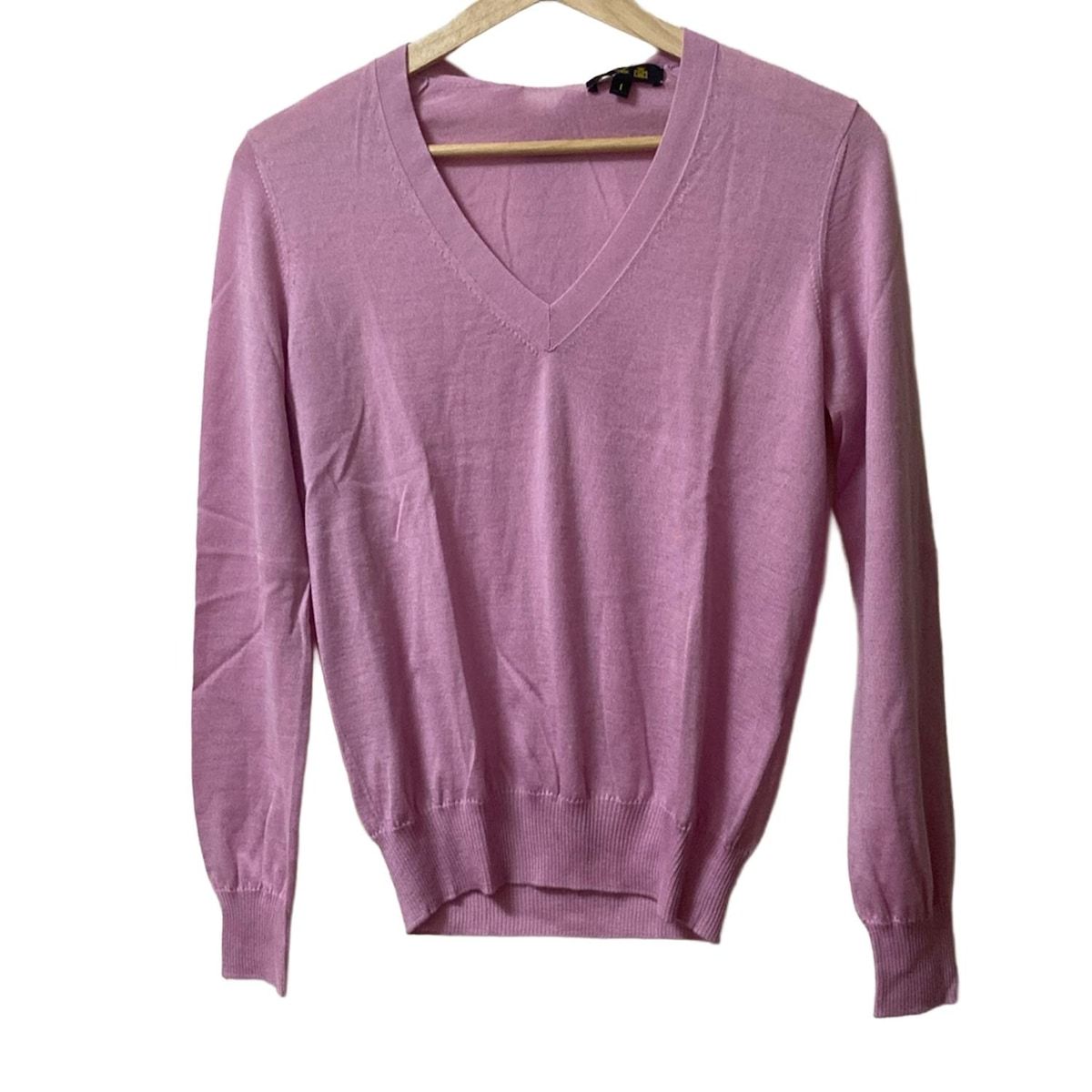 Drawer ドゥロワー 長袖セーター サイズ1 S レディース ライトピンク Vネック|リボン