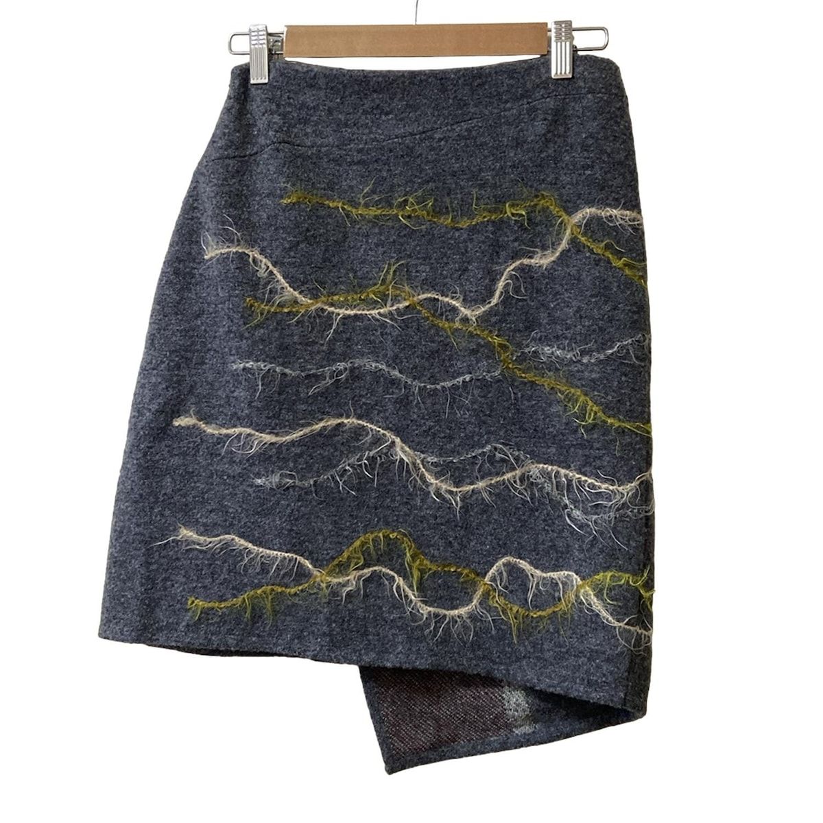 KENZO ケンゾー スカート サイズL レディース - グレー×アイボリー×マルチ ひざ丈 ニット