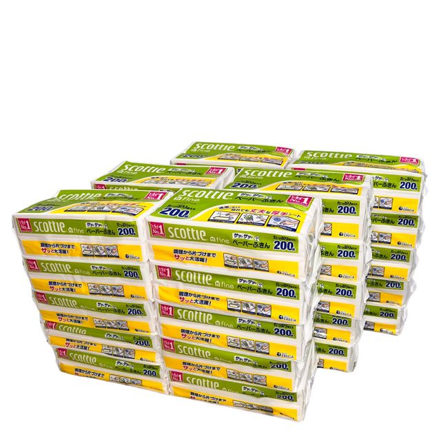 スコッティペーパーふきんサッとサッと 400枚(200組）30個入 キッチンペーパー ケース販売 大容量 業務用 厚手 2枚重ね 丈夫 吸水力 家庭用 まとめ買い