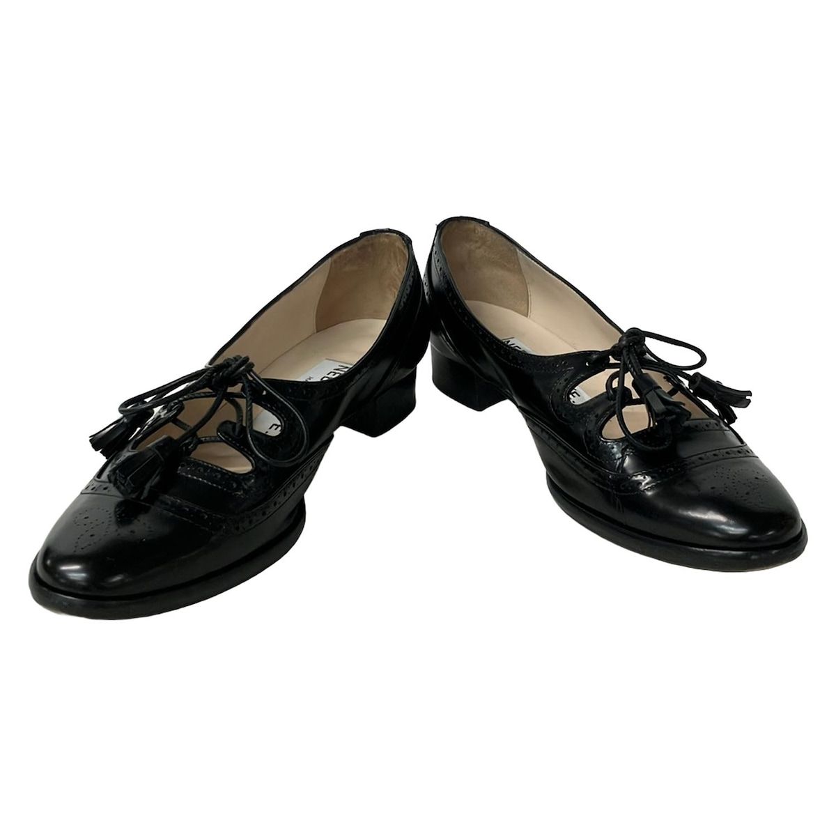 E. ネブローニ シューズ 36 レディース - 黒 タッセル パンチング アウトソール張替済 レザー