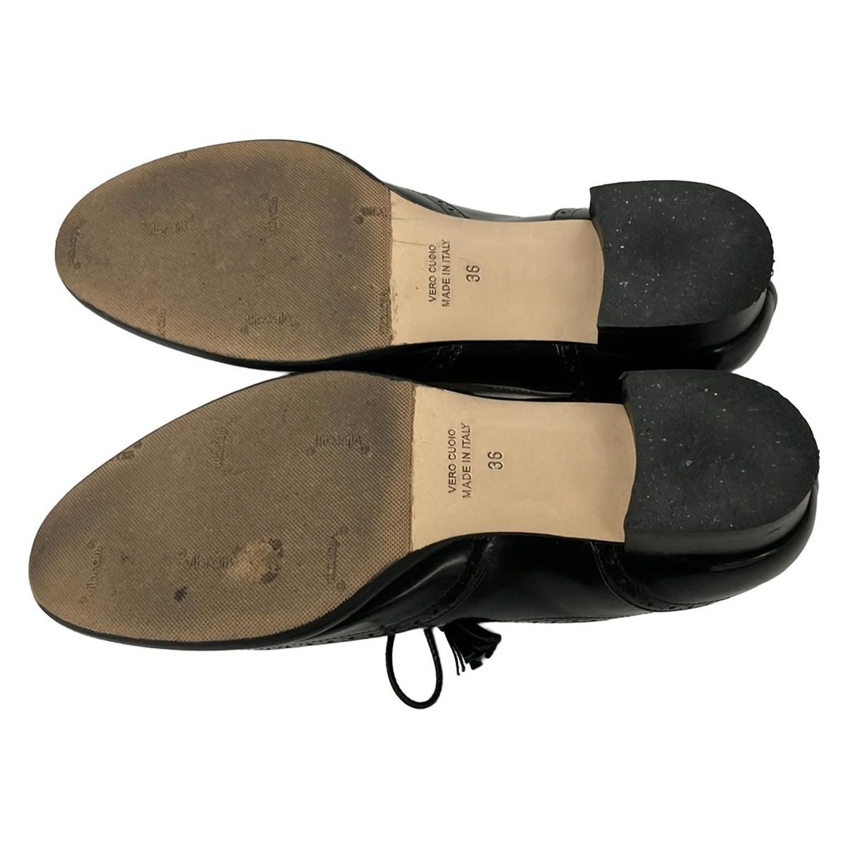  E. ネブローニ シューズ 36 レディース - 黒 タッセル|パンチング|アウトソール張替済 レザー その他 靴