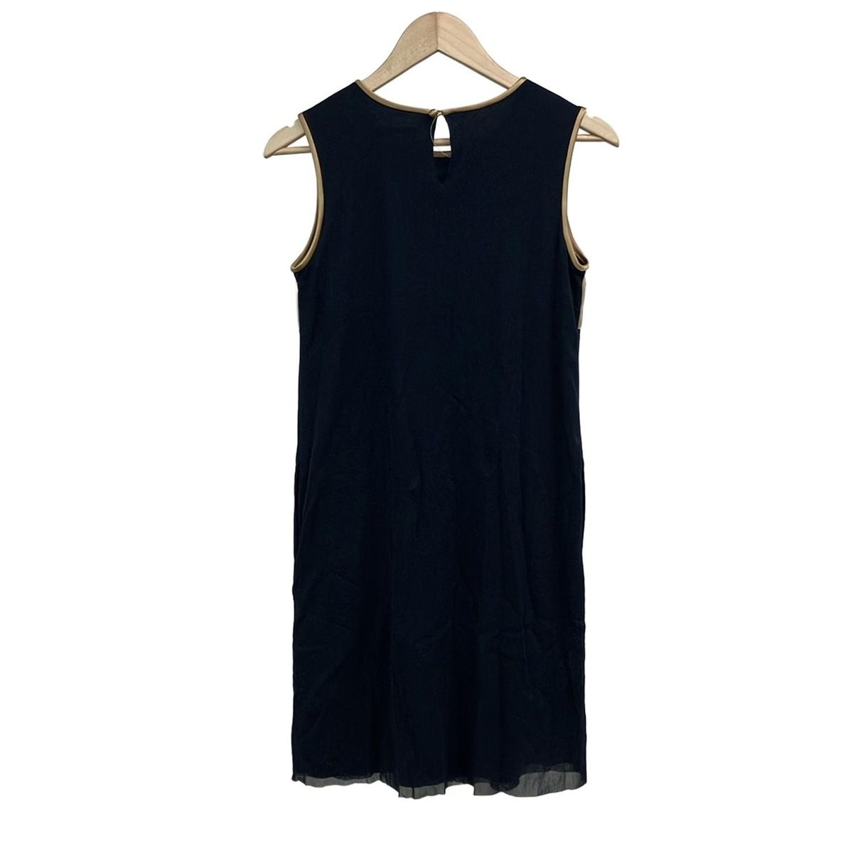 TAM ヴィヴィアンタム ワンピース サイズ0 XS レディース - ダークネイビー×ベージュ クルーネック ノースリーブ ひざ丈