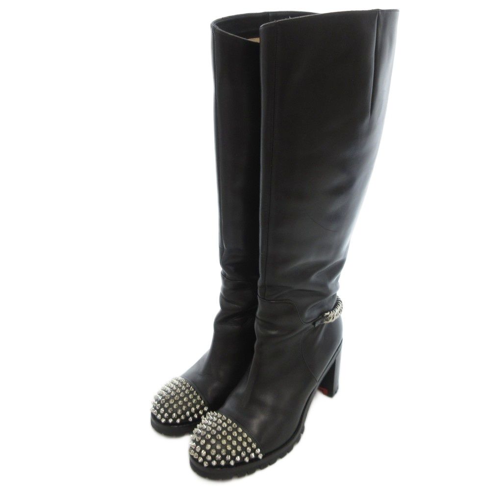 【美品】クリスチャンルブタン ブーツ スウェード レザー スタッズ 美品】クリスチャンルブタン ブーツ スウェード レザー スタッズ