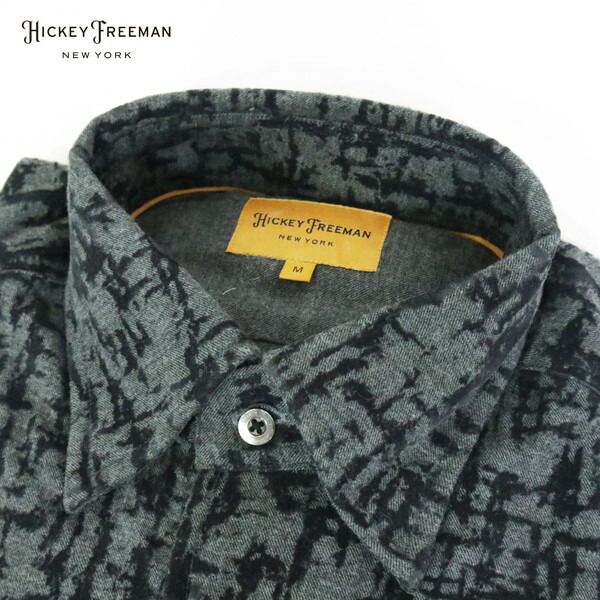 80%OFF 新品 ヒッキーフリーマン Hickey Freeman シャツ M MSH1861 Mサイズ チャコールグレー メンズ 長袖 カジュアルシャツ コットン100% 柄もの 日本製 159-407