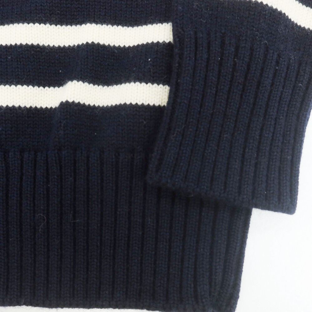 中古】ユリパーク YURI PARK ウール ボーダー カーディガン ネイビーx