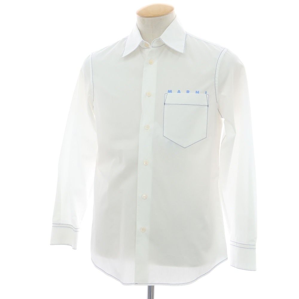 中古】マルニ MARNI コットン カジュアルシャツ ホワイトxブルー 中古】マルニ MARNI コットン カジュアルシャツ ホワイトxブルー