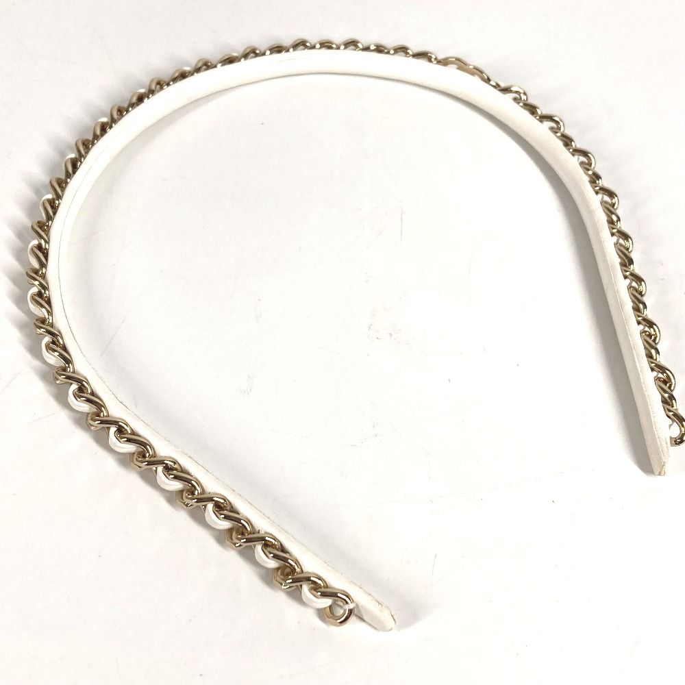 CHANEL シャネル カチューシャ チェーン CC ココマーク レザー