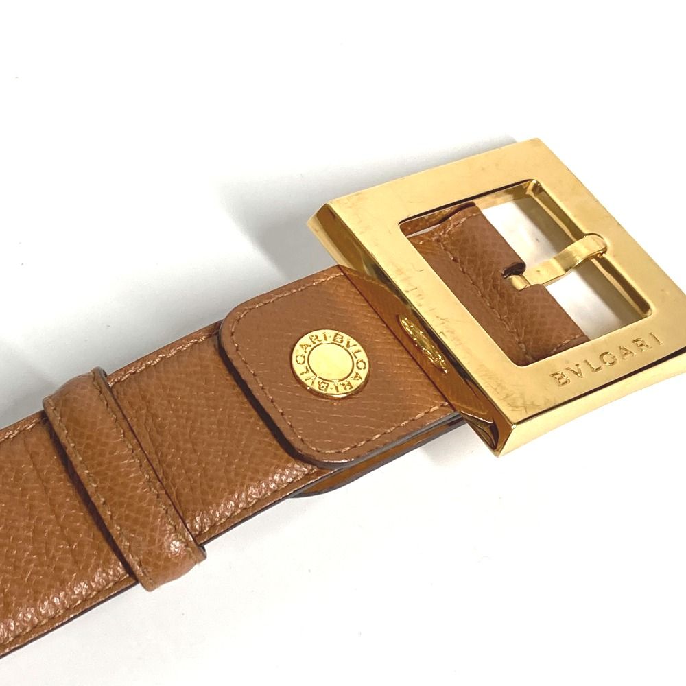 BVLGARI ブルガリ ベルト ロゴ スクエアバックル 注文 レザー ブラウン