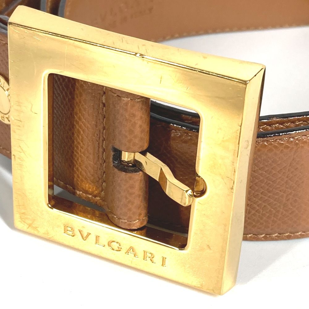 ブルガリ BVLGARI ベルト レザー スクエアバックル ロゴ金具 ブラウン BVLGARI ブルガリ ベルト ロゴ スクエアバックル 注文 レザー ブラウン