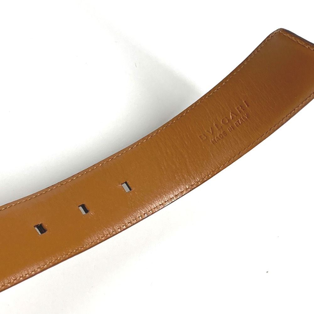 BVLGARI ブルガリ ベルト ロゴ スクエアバックル 注文 レザー ブラウン