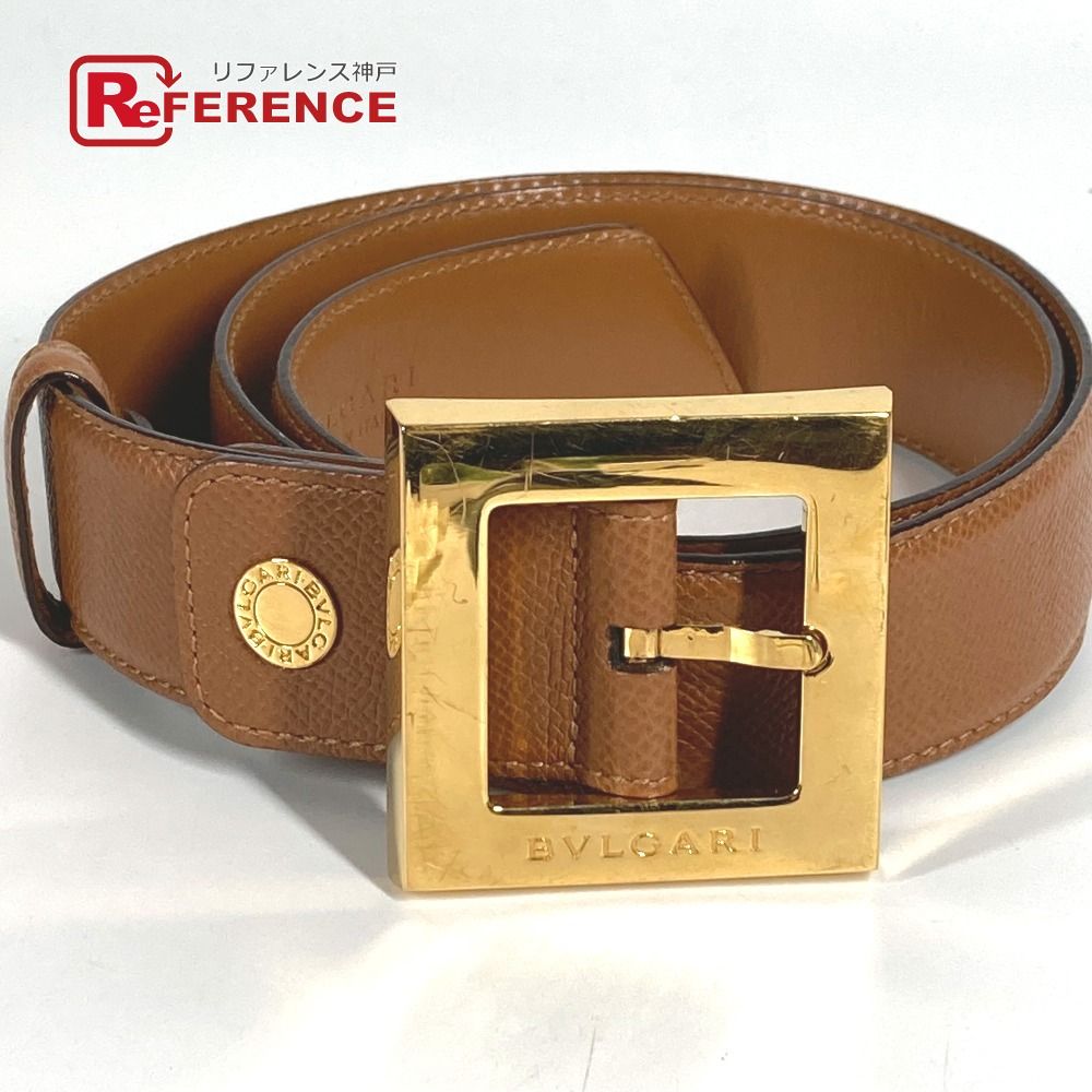 BVLGARI ブルガリ ベルト ロゴ スクエアバックル レザー ブラウン