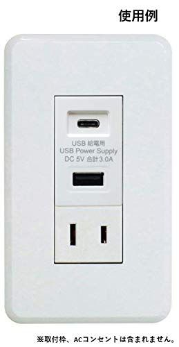 TERADA USB R 3704 W 埋込USB給電用コンセント USBポート2口 Type Ｃ A ホワイト